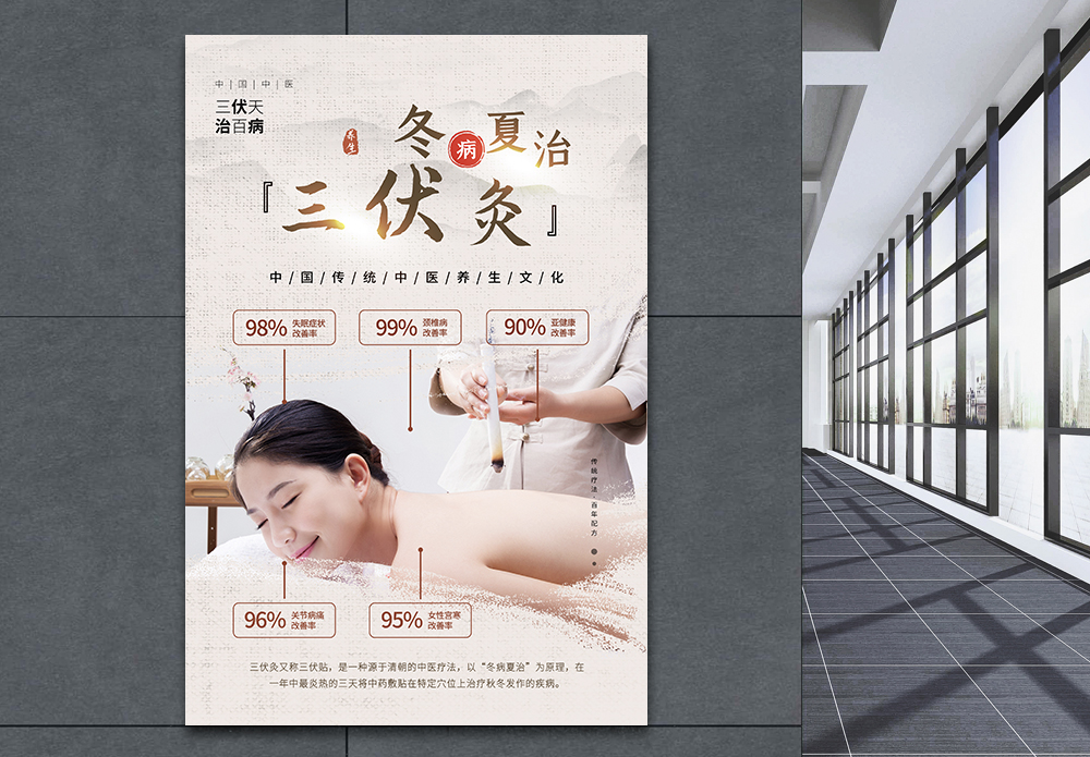 炎症性肠病简约时尚冬病夏治三伏灸海报模板