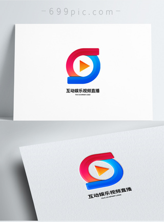 简约网站互动娱乐视频直播几何形状logo设计模板