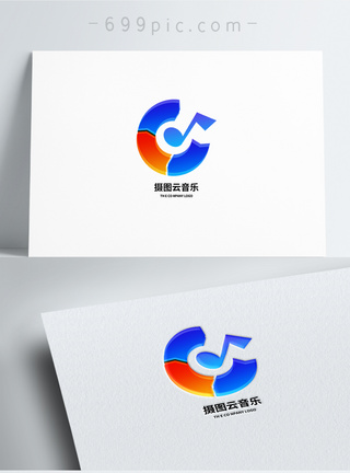 摄图云音乐几何形状logo设计图片