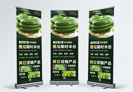 新鲜蔬菜水果特价菜X展架高清图片