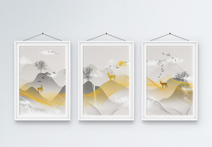新中式抽象意境山水装饰画图片