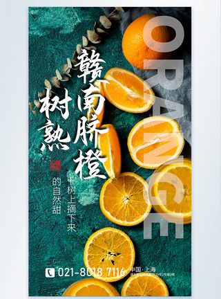 赣南脐橙新鲜水果摄影图海报模板