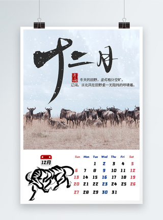 2021年牛年12月挂历海报图片