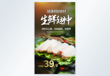 生鲜翅中新鲜食材摄影海报图片