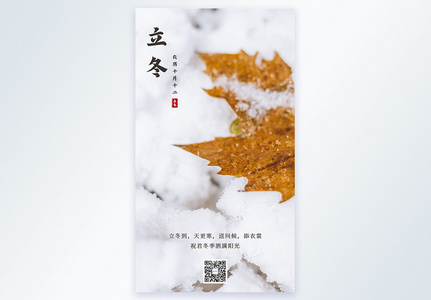 立冬节气冬天积雪摄影图海报图片