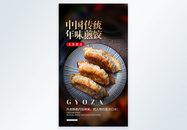 中国传统年味煎饺美食摄影图海报图片