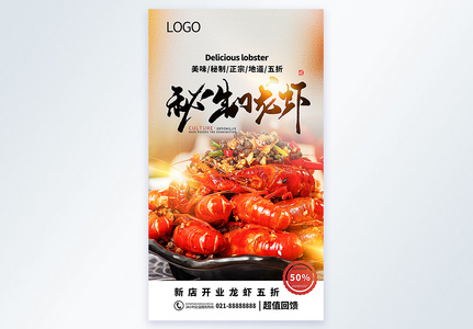 秘制龙虾美食摄影图海报图片