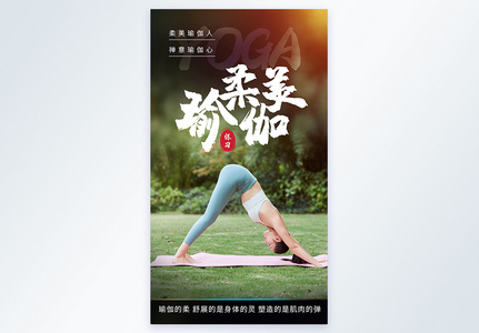 柔美瑜伽运动摄影图海报图片