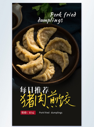 猪肉煎饺美食摄影图海报图片