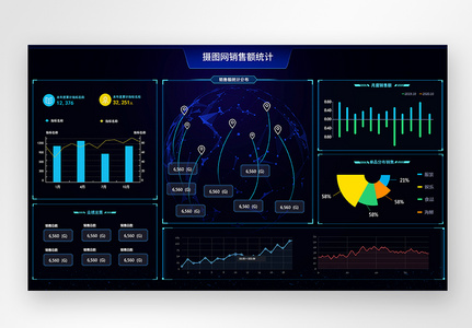 UI设计销售信息统计web可视化大屏高清图片