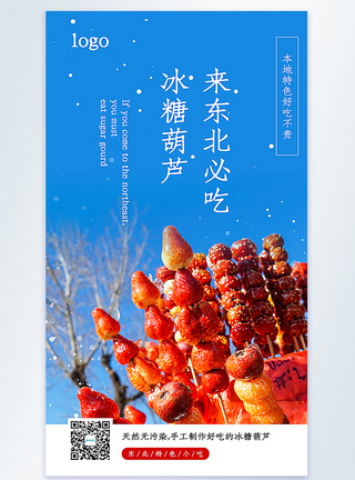 童话雪乡东北冰糖葫芦美食摄影海报模板