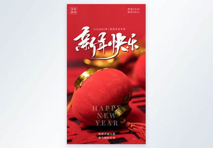 新年快乐摄影图海报图片