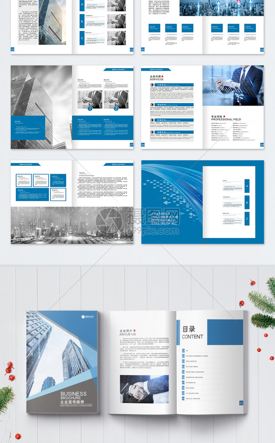 企业公司宣传科技蓝色资料画册整套图片