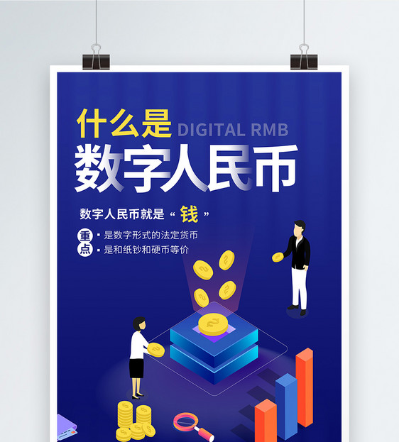 简约科技金融数字货币人民币宣传海报图片