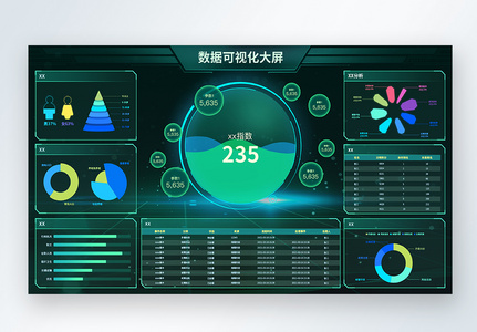 web大屏ui设计科技感数据可视化界面高清图片