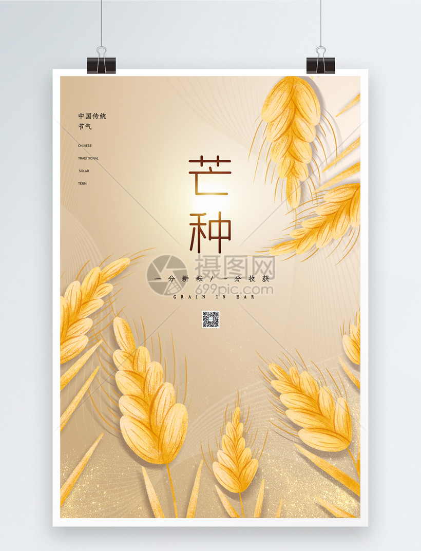 简约芒种节气海报