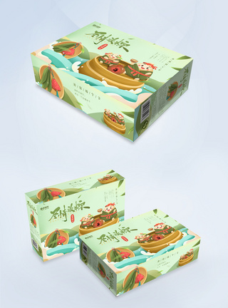 清新端午节粽子礼盒包装设计图片