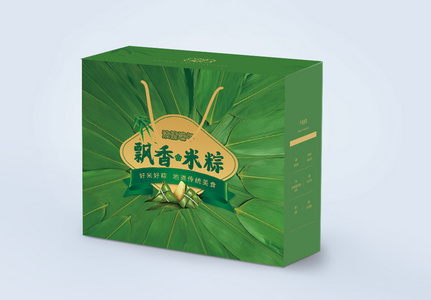 绿色写实风传统端午粽子包装盒礼盒设计高清图片