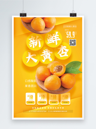 团购杏子新鲜大黄杏促销海报模板