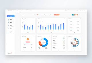 可视化页面白色后台数据监控可视化页面办公高清图片素材