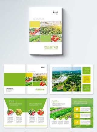 绿色农业背景农业宣传画册整套模板