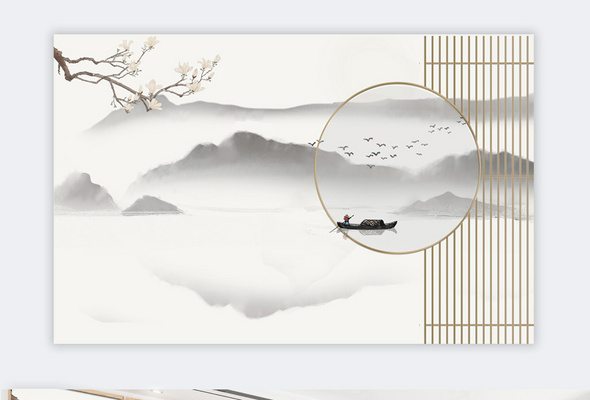 中国风山水花鸟·背景墙高清图库