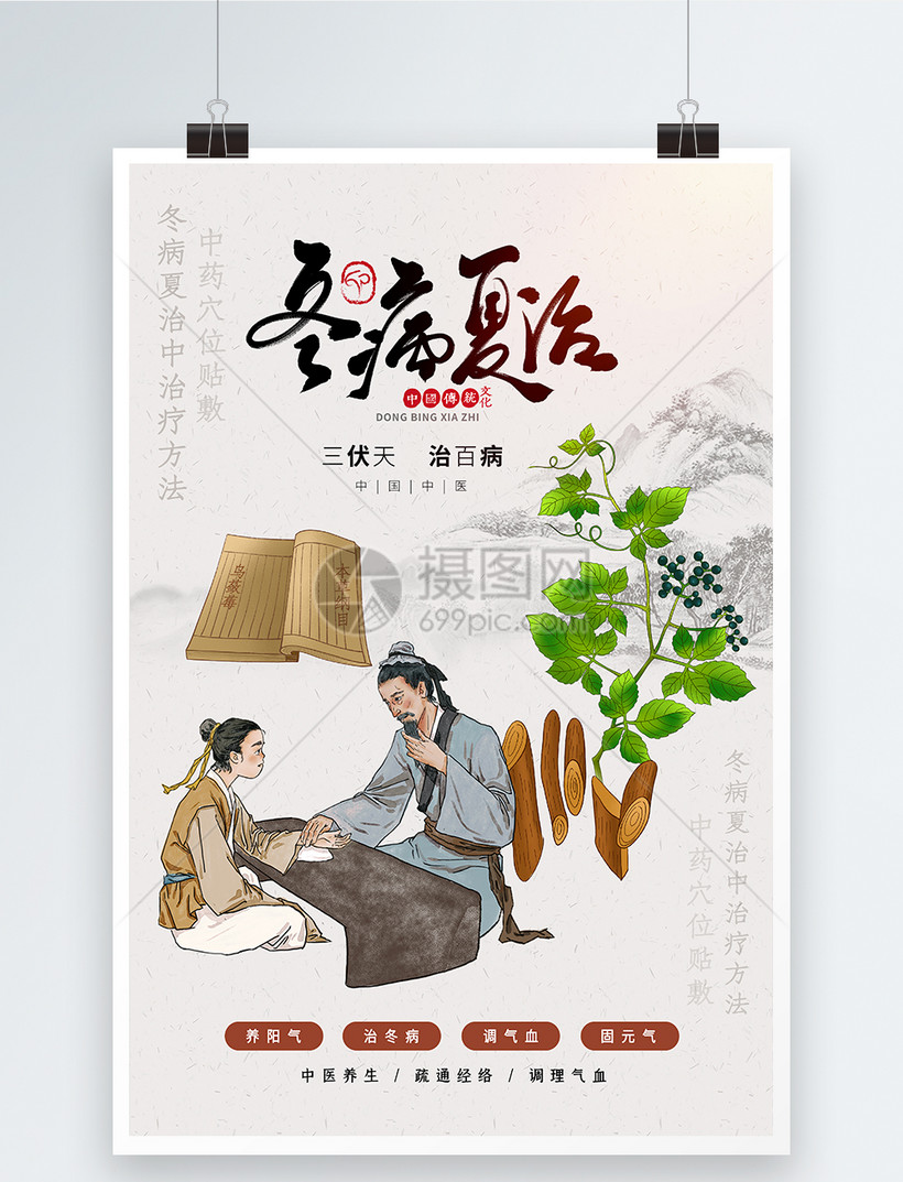 中国风时尚大气冬病夏治海报