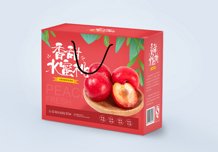 水蜜桃水果礼盒包装高清图片