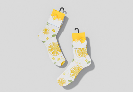 袜子长筒袜可爱柠檬清新样机包装高清图片