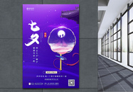 紫色浪漫梦幻星空七夕海报图片