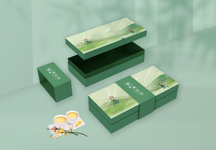 茶叶礼盒包装VI样机高清图片