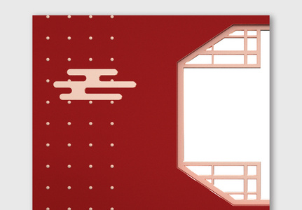 红色国潮立体C4D场景海报背景图片