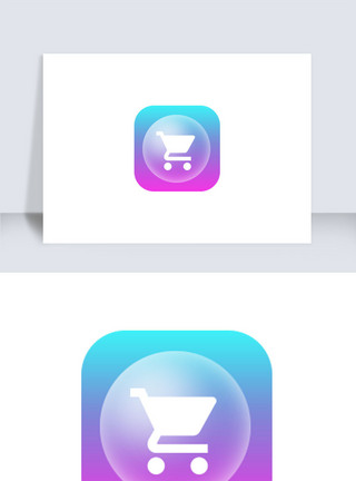 购物车icon彩色渐变泡泡质感购物车手机主题UI图标模板