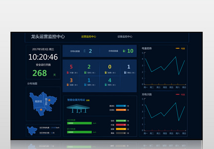 蓝色扁平数据管理后台数据可高清图片