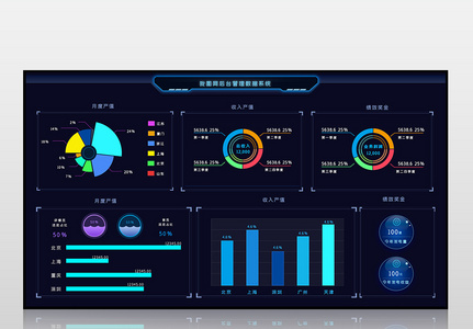 深蓝色简约大气后台管理数据系统页面图片