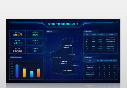 扁平化深色数据可视化网页设计模板图片