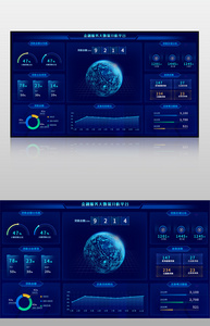 蓝色科技感唧哝服务大数据可视化界面图片