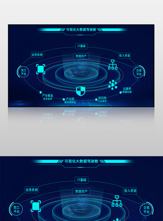 蓝色科技风大数据交易中心可视化界面图片