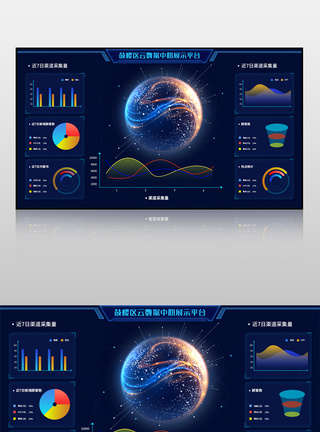 蓝色鼓楼区云数据中心展示平台界面图片