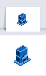 蓝色2.5立体公司楼建筑矢量icon图标图片