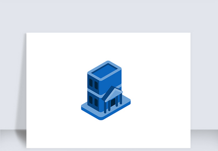 蓝色2.5立体公司楼建筑矢量icon图标图片