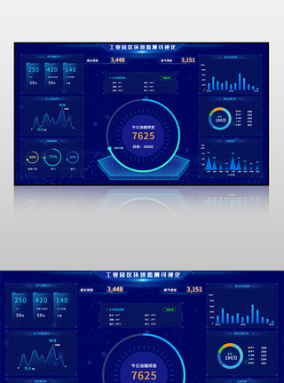 工业园区效果图蓝色工业园区环境监测可视化页面模板