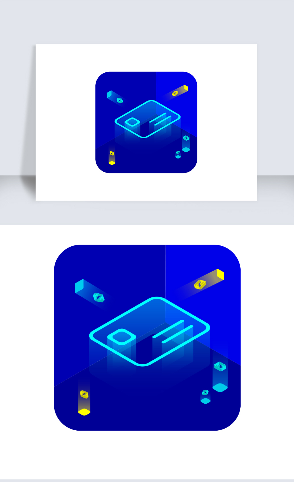 蓝色科技感2.5D银行卡图标icon图片素材