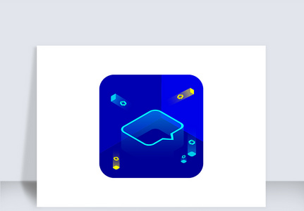蓝色科技感2.5D短信icon图标高清图片