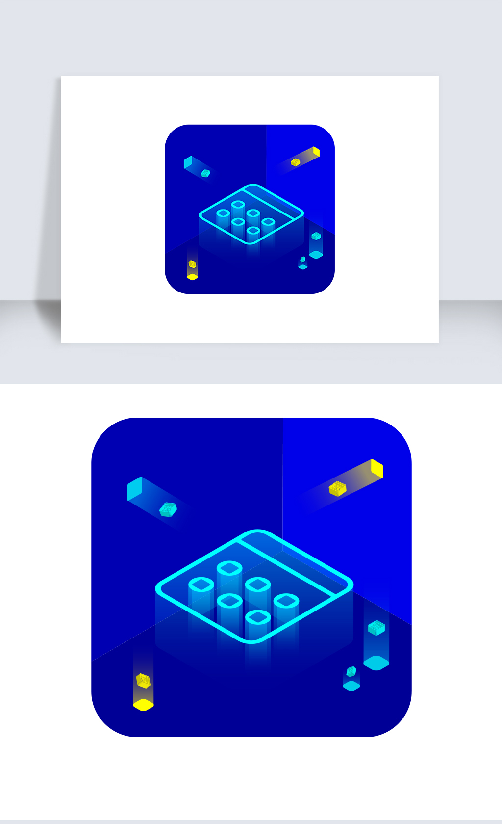 蓝色科技感2.5D计算机图标icon图片素材
