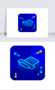 蓝色科技感2.5D打印机图标icon图片