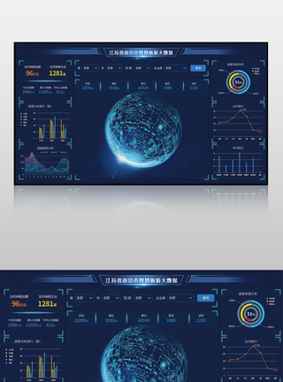 蓝色智慧旅游大数据可视化界面图片