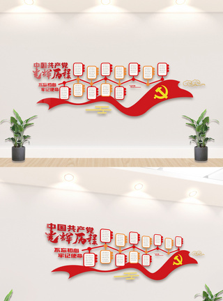 政务党政党的光辉历程内容知识文化墙设计模板