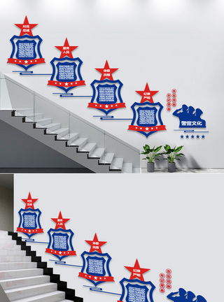 公安警营楼梯文化墙图片