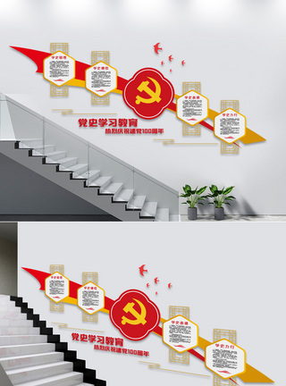 学习党史基层楼梯文化墙图片